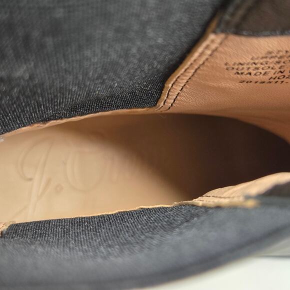 J. Crew Black Leather Platform Lug Sole Heeled Pull-on Chelsea Boots, Size 8.5 - Picture 11 of 11